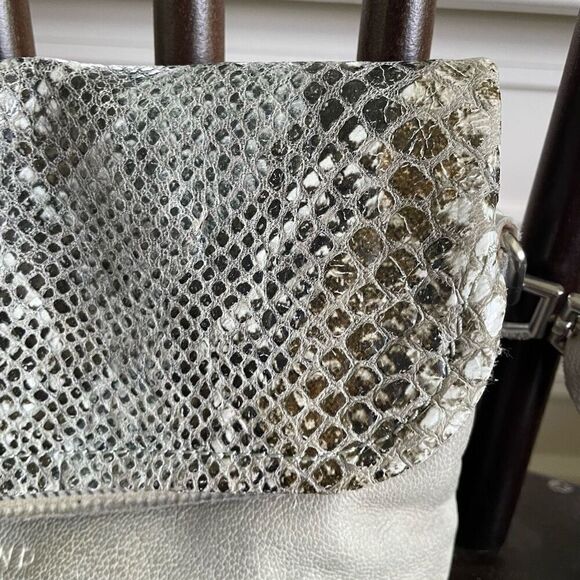 Liebeskind Berlin Nyala Goat Leather Colored Snake Crossbody Purse Bag Grey - Picture 3 of 13